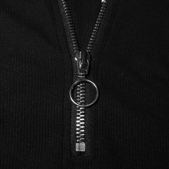 ReVamped Ribbed Half-Zip Long Sleeve Turtle Neck Black - Picture 4 of 8